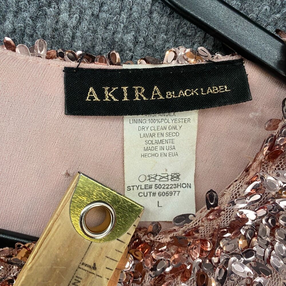 Akira Dress Women L Pink Sequin Embellished Shimmer Evening Mini Cocktail Prom - Picture 5 of 8